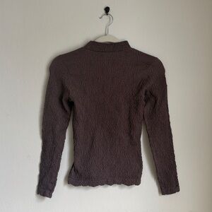 Free People Intimately Metallic Textured Mock Neck Long Sleeve